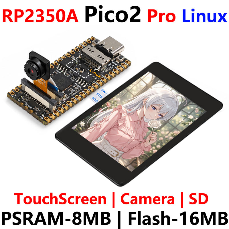 Raspberry Pi Pico 2 Pro RP2350A Linux PSRAM-8MB Development Board Display TouchScreen Camera