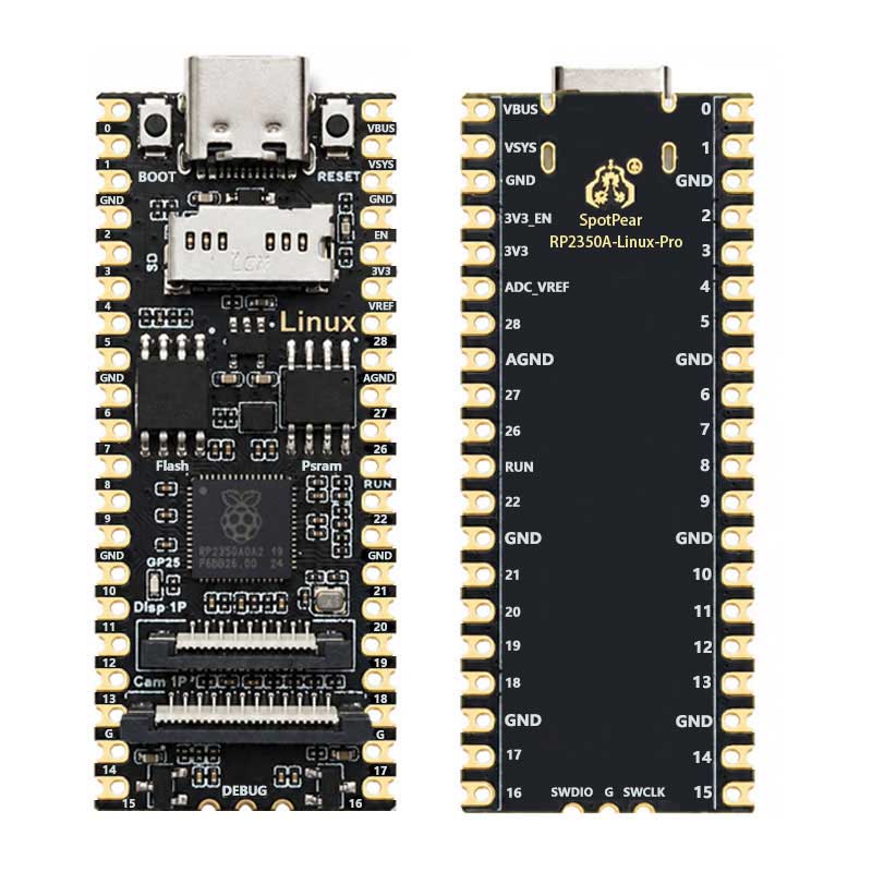 Raspberry Pi Pico 2 Pro RP2350A Linux PSRAM-8MB Development Board Display TouchScreen Camera