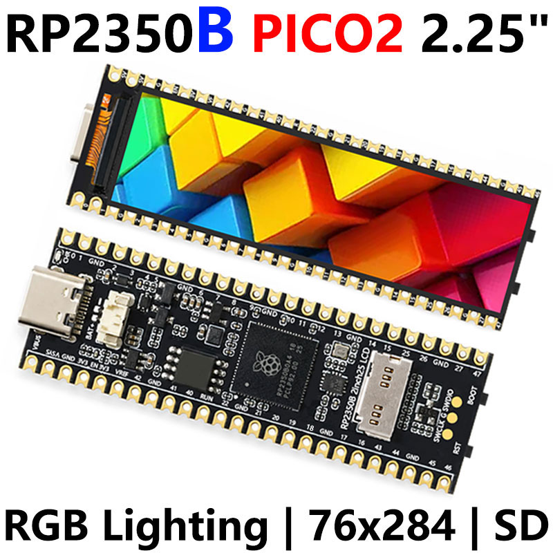 Raspberry Pi Pico 2 RP2350 2.25inch LCD Display Development Board RGB Lighting 76×284