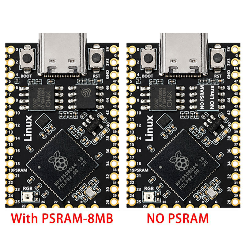 Raspberry Pi Pico 2 Tiny RP2350B RP2350-Linux Mini Development Board with PSRAM-8MB Or Without PSRAM