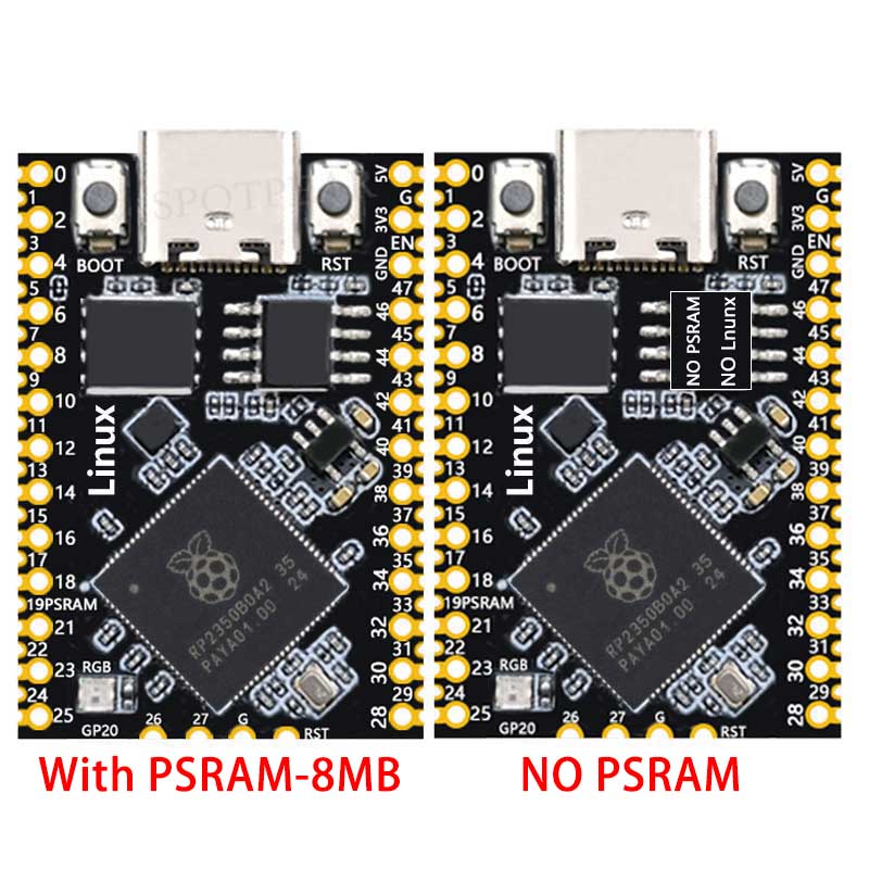 Raspberry Pi Pico 2 Tiny RP2350B RP2350-Linux Mini Development Board with PSRAM-8MB Or Without PSRAM