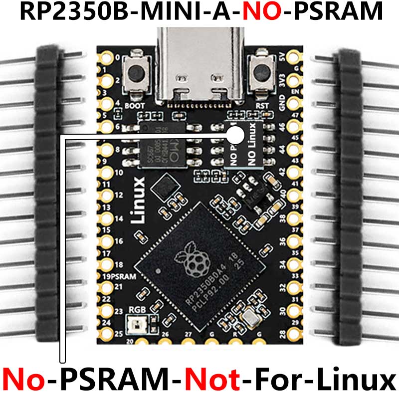 Raspberry Pi Pico 2 Tiny RP2350B RP2350-Linux Mini Development Board with PSRAM-8MB Or Without PSRAM