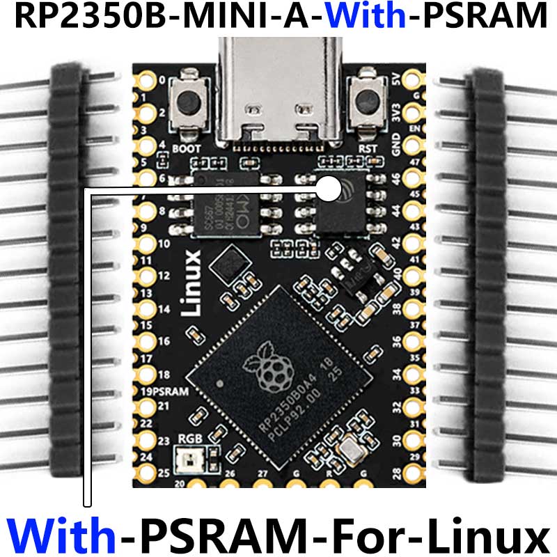 Raspberry Pi Pico 2 Tiny RP2350B RP2350-Linux Mini Development Board with PSRAM-8MB Or Without PSRAM