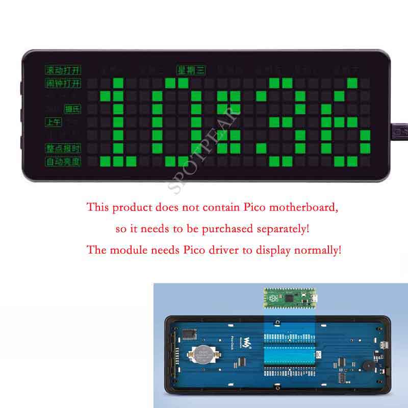 Raspberry Pi Pico Electronic Clock Accurate RTC Multi Functions LED Digits