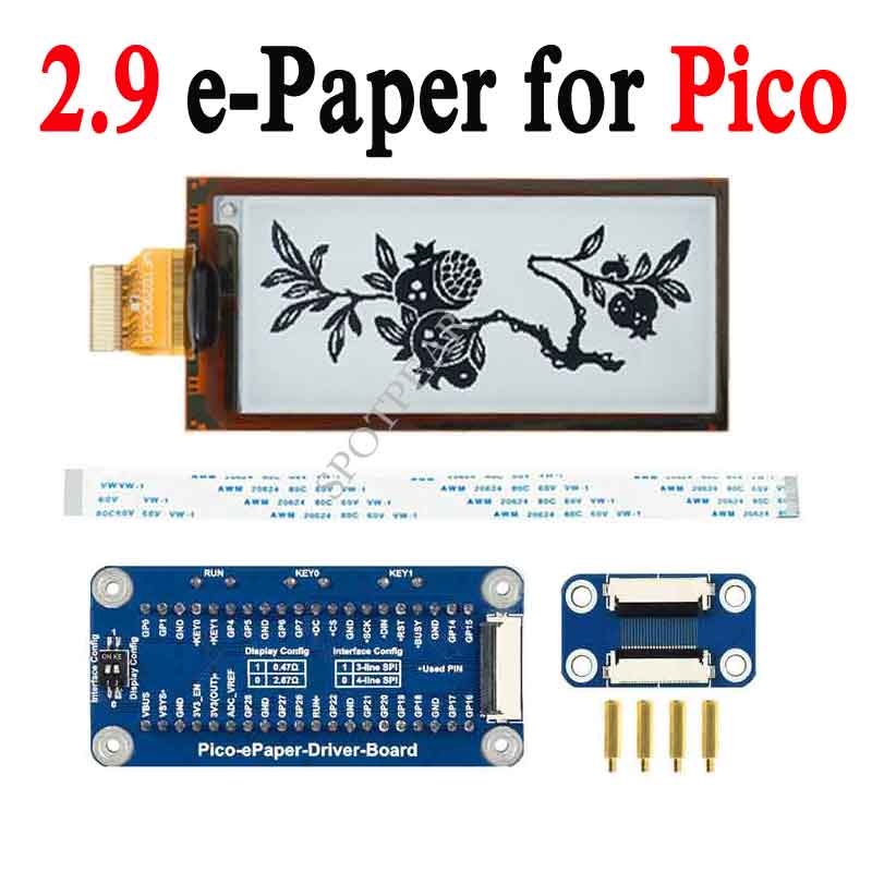 Raspberry Pi Pico 2.9inch Flexible E Paper E Ink Display Module 2.9 inch ePaper display screen SPI