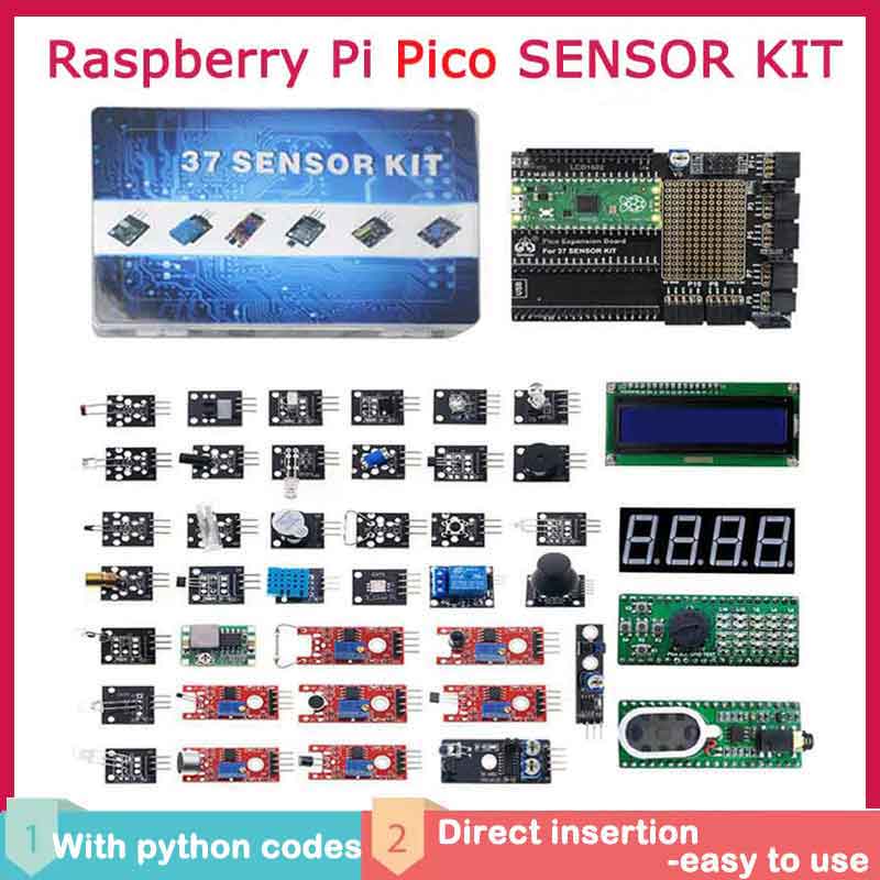 Raspberry Pi Pico Sensor Starter Kit Diy School Kit  Pico Expansion Board 37 Sensor Kit Support Pyth