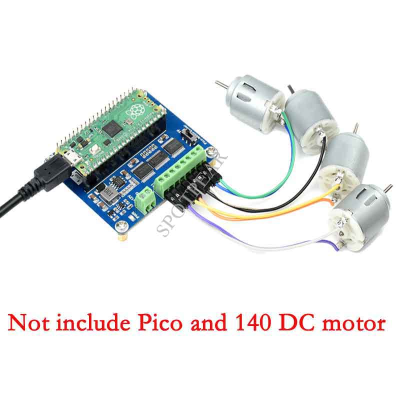 Raspberry Pi Pico DC Motor Driver Module Driving up to 4x DC Motors