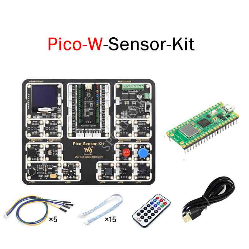 Raspberry Pi Pico Entry Level Sensor Kit Including Pico Expansion Board and 15 Sensor Modules