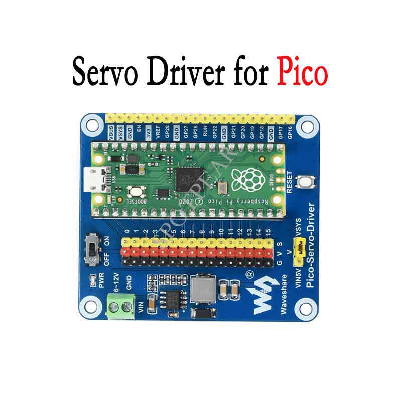 Raspberry Pi Pico Servo Driver Module 16-ch Outputs 16-bit Resolution