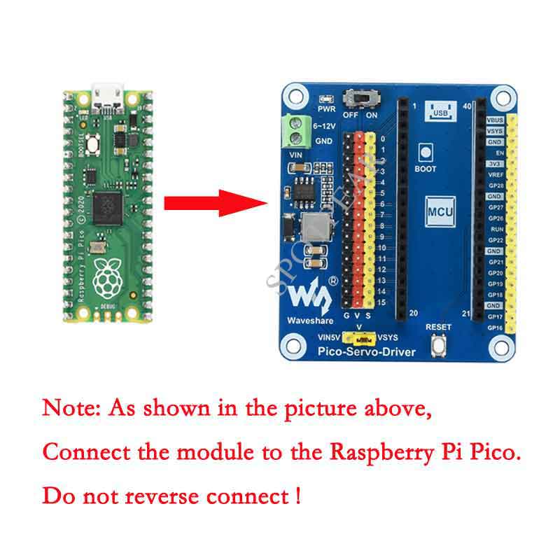 Raspberry Pi Pico Servo Driver Module 16-ch Outputs 16-bit Resolution
