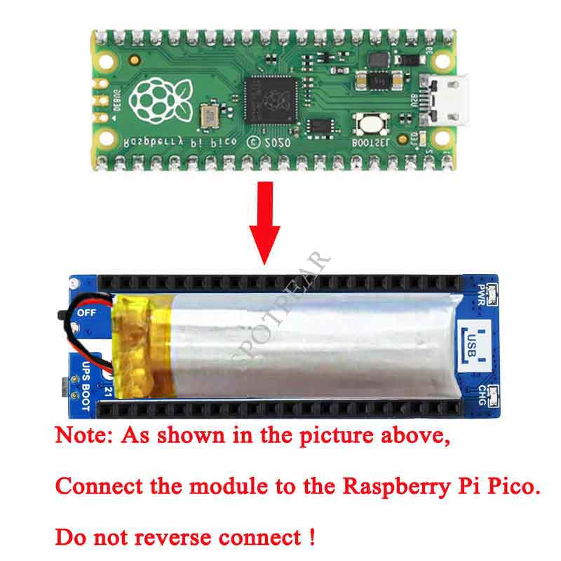 Raspberry Pi Pico UPS Module Uninterruptible Power Supply Li po Battery Stackable Design