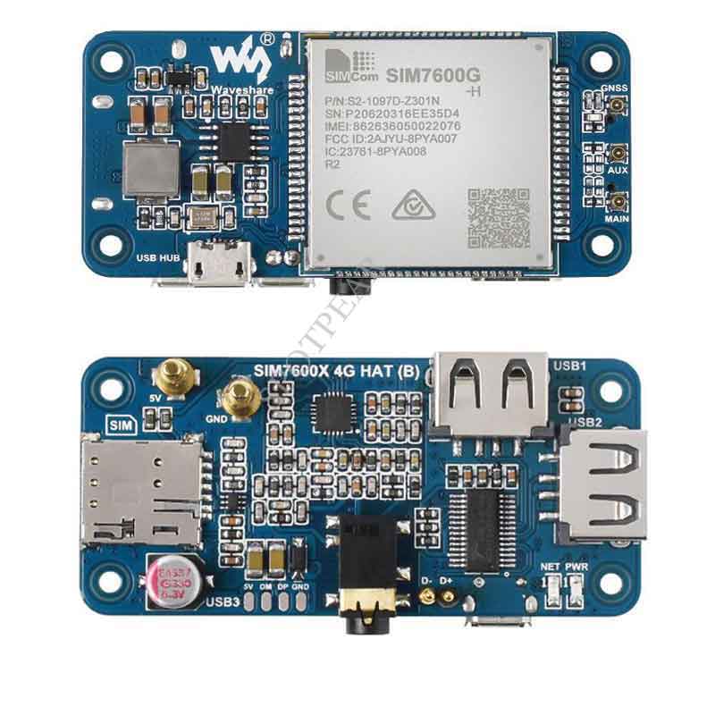 Raspberry Pi SIM7600G H 4G HAT (B)  LTE Cat 4 4G / 3G / 2G Support GNSS Positioning Global Band